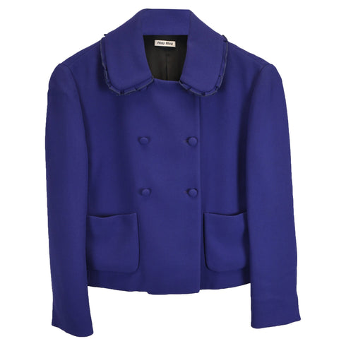 Women's Miu Miu Double-Breasted Evening Jacket in Blue Wool