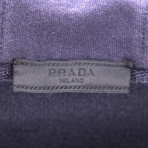 Men's Prada Zipped Hoodie in Navy Blue Cotton and Nylon