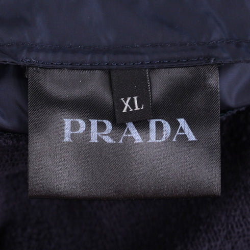 Men's Prada Zipped Hoodie in Navy Blue Cotton and Nylon