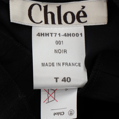 Women's Chloé Pleated Sheer Long Sleeve Blouse in Black Silk