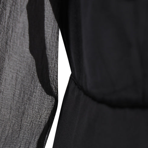 Women's Chloé Pleated Sheer Long Sleeve Blouse in Black Silk