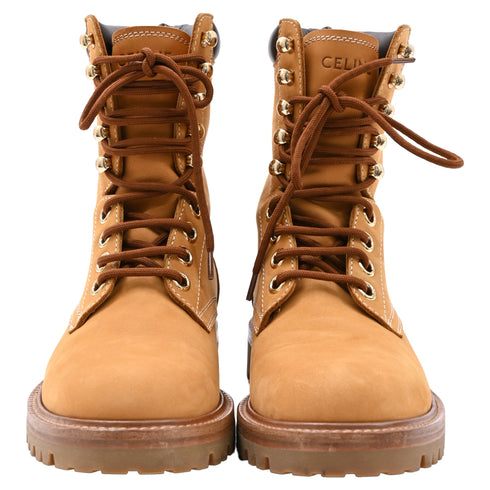 Men's Celine Kurt Leather-Trimmed Boots In Brown Nubuck
