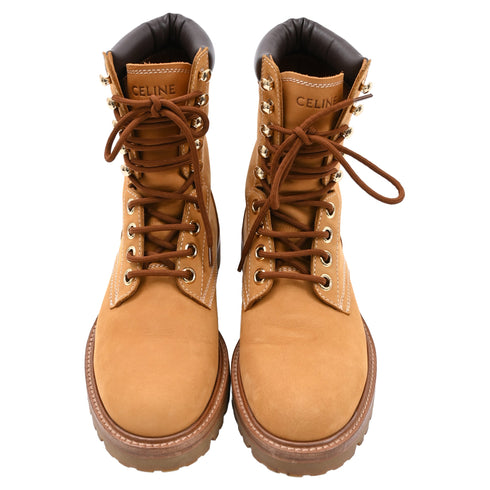 Men's Celine Kurt Leather-Trimmed Boots In Brown Nubuck