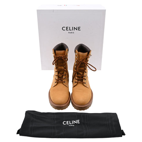 Men's Celine Kurt Leather-Trimmed Boots In Brown Nubuck