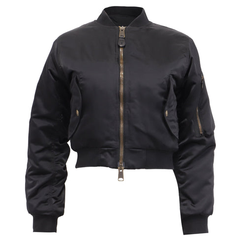 Women's Balenciaga Shrunk Bomber Jacket in Black Polyamide