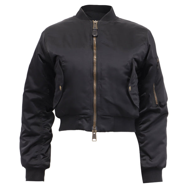 Women's Balenciaga Shrunk Bomber Jacket in Black Polyamide