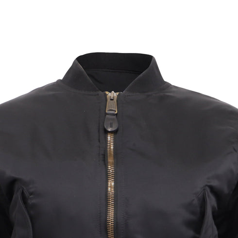 Women's Balenciaga Shrunk Bomber Jacket in Black Polyamide