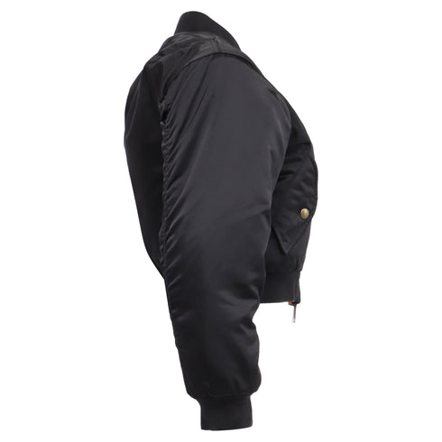 Women's Balenciaga Shrunk Bomber Jacket in Black Polyamide