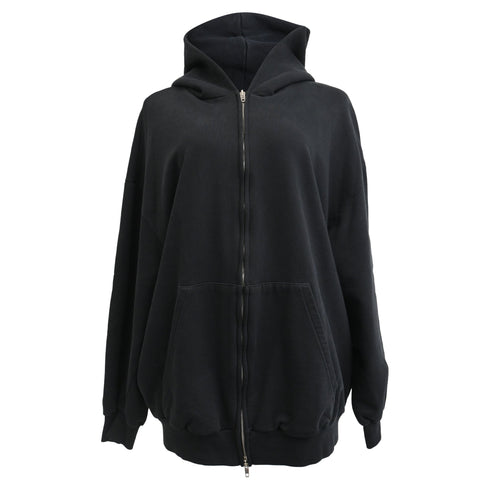 Women's Balenciaga Zip-Up Hoodie in Black Cotton