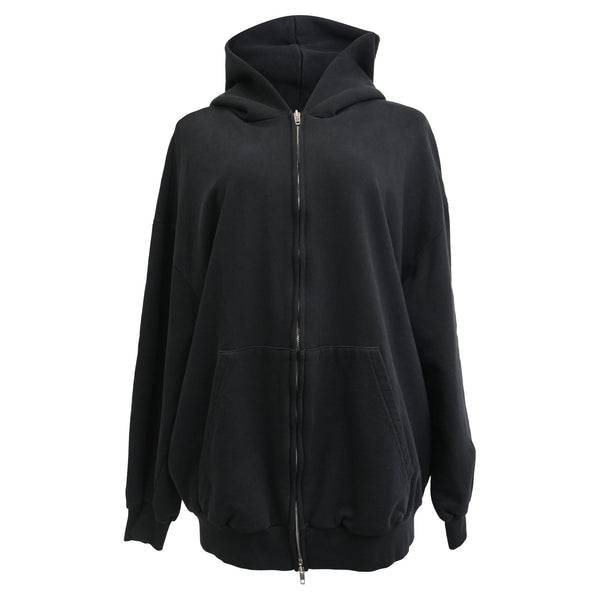 Women's Balenciaga Zip-Up Hoodie in Black Cotton