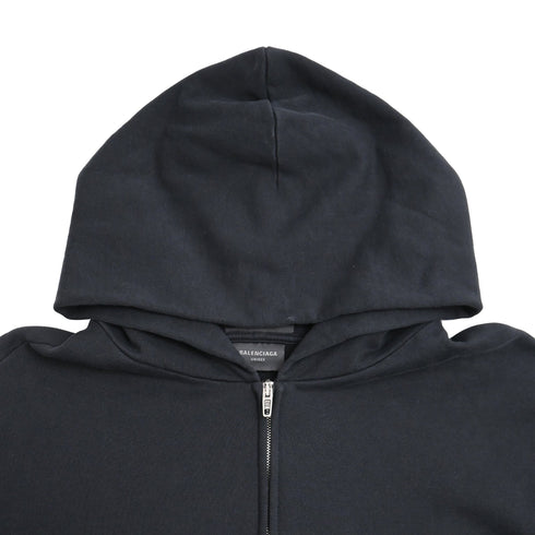 Women's Balenciaga Zip-Up Hoodie in Black Cotton
