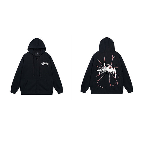 Stussy Hoodie Zip-Up Cardigan Fleece Hooded Sweater