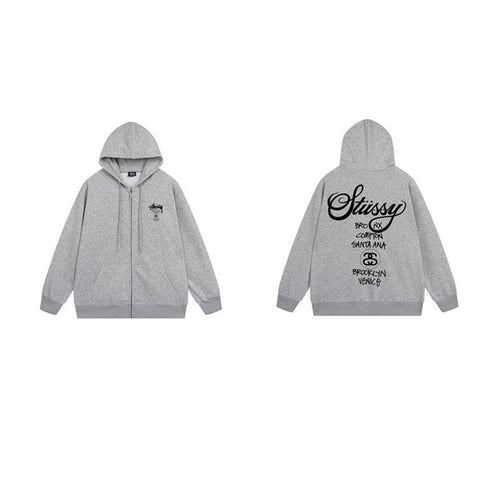 Stussy Hoodie Zip-Up Cardigan Fleece Hooded Sweater