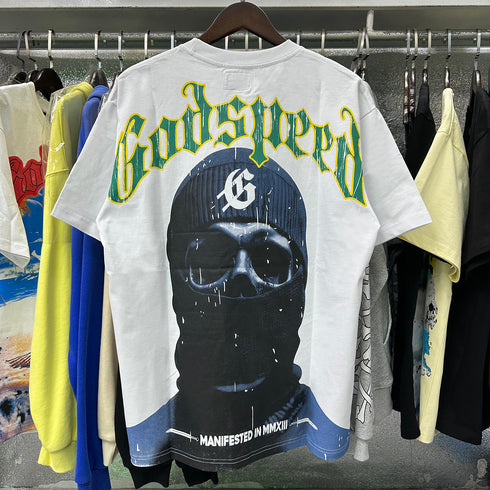 Godspeed T-shirts Masked Man Printed Cotton Crew Neck Short Sleeve Men and Women