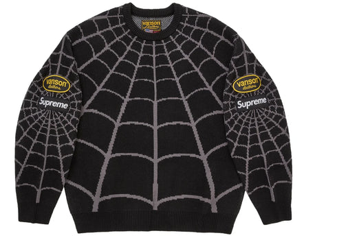 Supreme Vanson Leathers Spider-Man Sweater Black