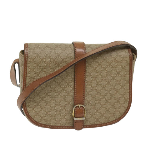 Vintage Saddle Flap Shoulder Bag Macadam Coated Canvas Small