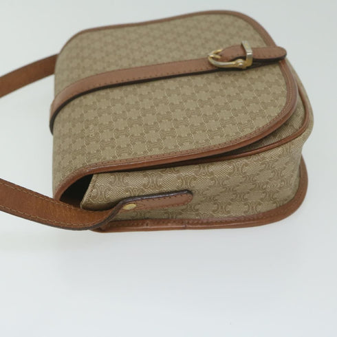 Vintage Saddle Flap Shoulder Bag Macadam Coated Canvas Small