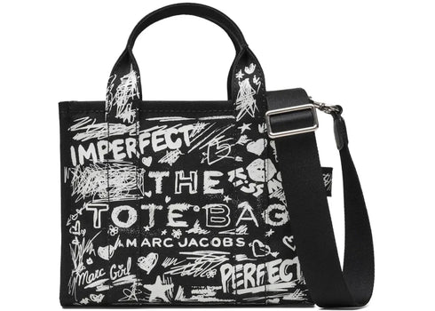 Marc Jacobs Punk Scribble Canvas Small Tote Bag Cotton (99)