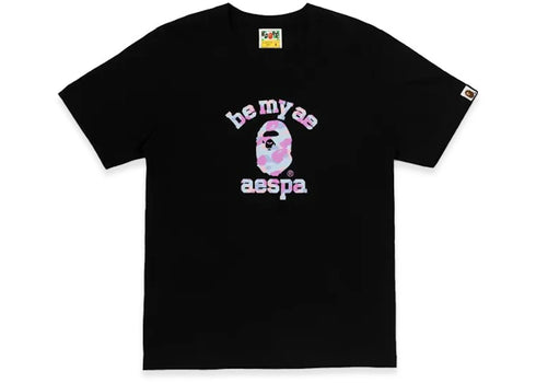 BAPE x Aespa College Relaxed Fit T-shirt Black