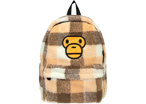 BAPE Baby Milo Sherpa Fur Medium Backpack Cracker Khaki