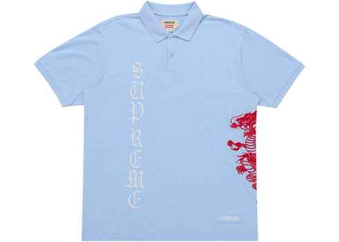Supreme The Great China Wall Dragon Polo Light Blue