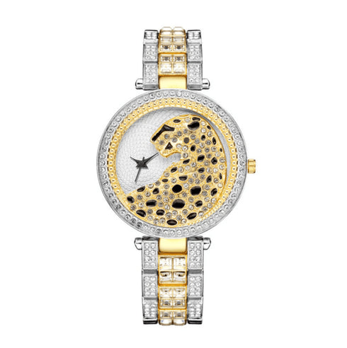 18k Gold Quartz Diamond Leopard Watch