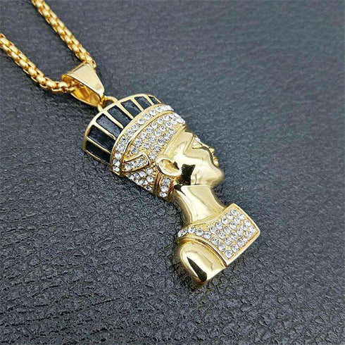 Egyptian Queen Nefertiti Bling Pendant Necklace