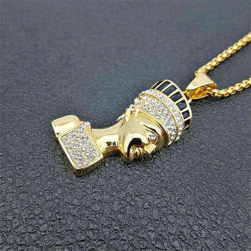 Egyptian Queen Nefertiti Bling Pendant Necklace