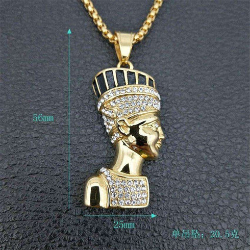 Egyptian Queen Nefertiti Bling Pendant Necklace