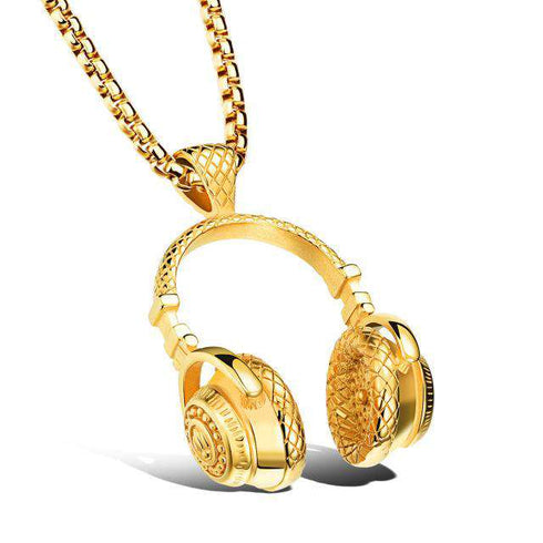 Hip Hop HeadPhones Chained Pendant Necklace