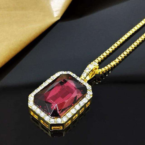 Square Gemstone Pendant Chain
