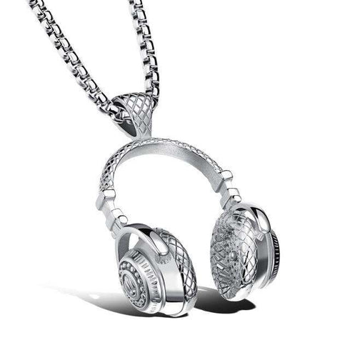 Hip Hop HeadPhones Chained Pendant Necklace