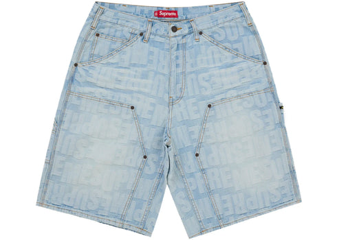 Supreme Repeat Jacquard Double Knee Denim Short Light Washed Indigo
