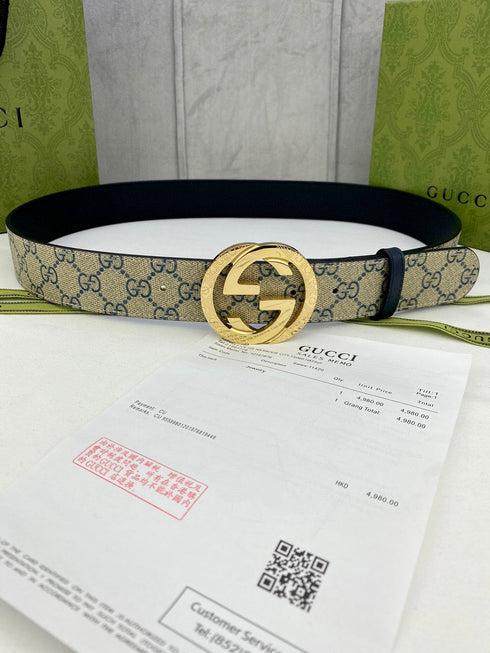 Gucci Classic Men's Belt — Gold Buckle & Silver Buckle