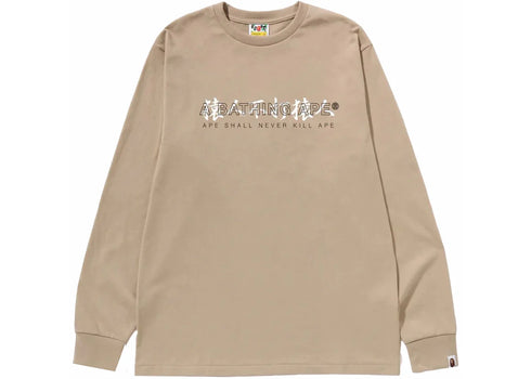 BAPE Kanji Logo Asnka L/S Tee Beige