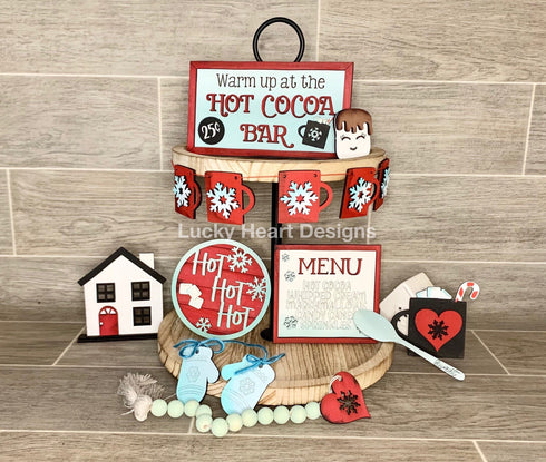 Hot Cocoa Tiered Tray File SVG, Hot Chocolate, Tier Tray, glowforge decor, Lucky Heart DesignsCo