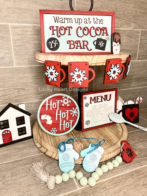 Hot Cocoa Tiered Tray File SVG, Hot Chocolate, Tier Tray, glowforge decor, Lucky Heart DesignsCo