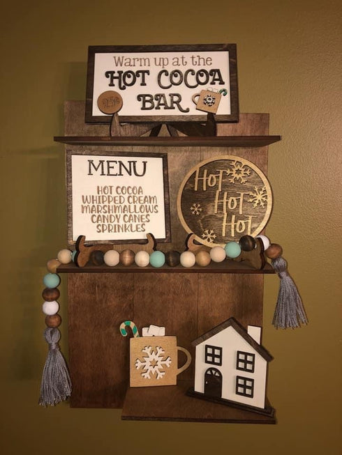 Hot Cocoa Tiered Tray File SVG, Hot Chocolate, Tier Tray, glowforge decor, Lucky Heart DesignsCo