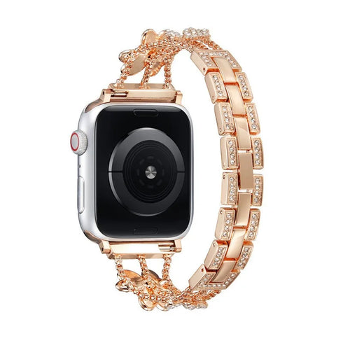 Floral Sparkle Stainless Steel Apple Watch Band
