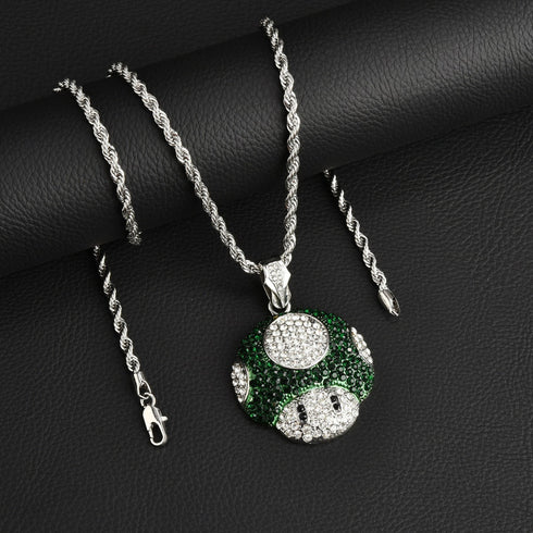 Micro Mario Mushroom Pendant Necklace Retro Rapper Chain