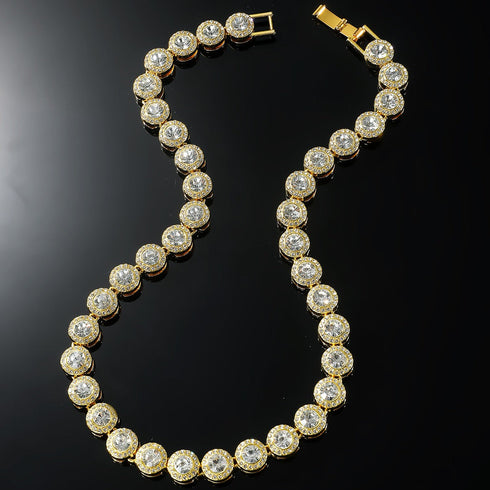 Oval Cut Micro Pave Tennis Link Travis Rapper Choker Chain