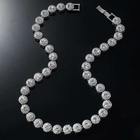 Oval Cut Micro Pave Tennis Link Travis Rapper Choker Chain