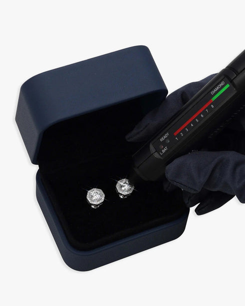 10MM Halo VVS Moissanite Stud Earrings