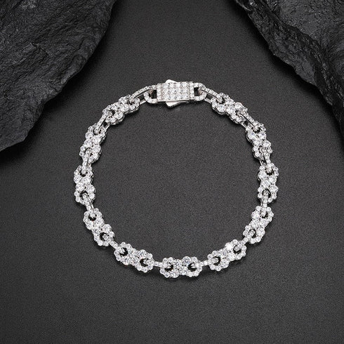 VVS Jewelry 925 Sterling Silver Iced Out Moissanite Infinity Link Bracelet