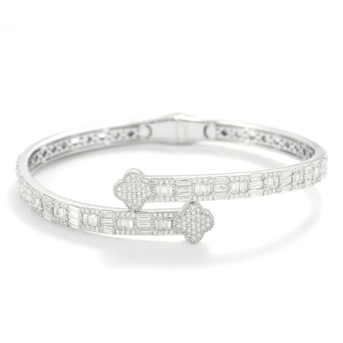 VVS Jewelry 925 Sterling Silver Moissanite Four Leaf Clover Bangle
