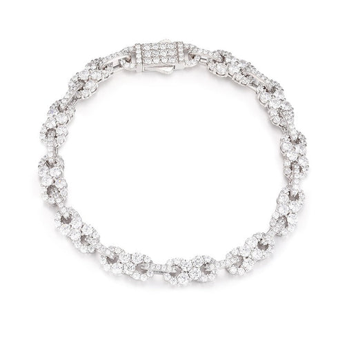 VVS Jewelry 925 Sterling Silver Iced Out Moissanite Infinity Link Bracelet