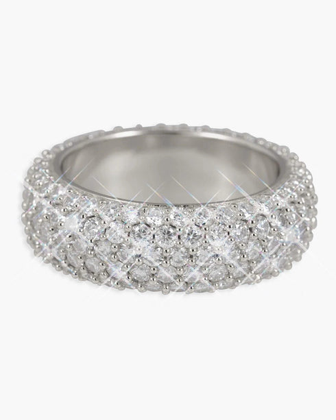 5-Row 14K Gold Plated Iced Out VVS Band Ring