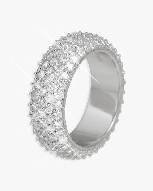 5-Row 14K Gold Plated Iced Out VVS Band Ring