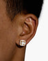 Baguette Halo VVS Moissanite Stud Earrings