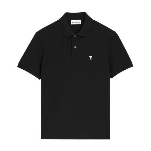 Polo Noir Manches Courtes Ami De Coeur en Coton
